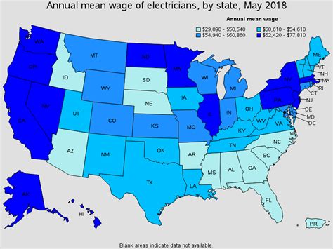 electrician pay by state.